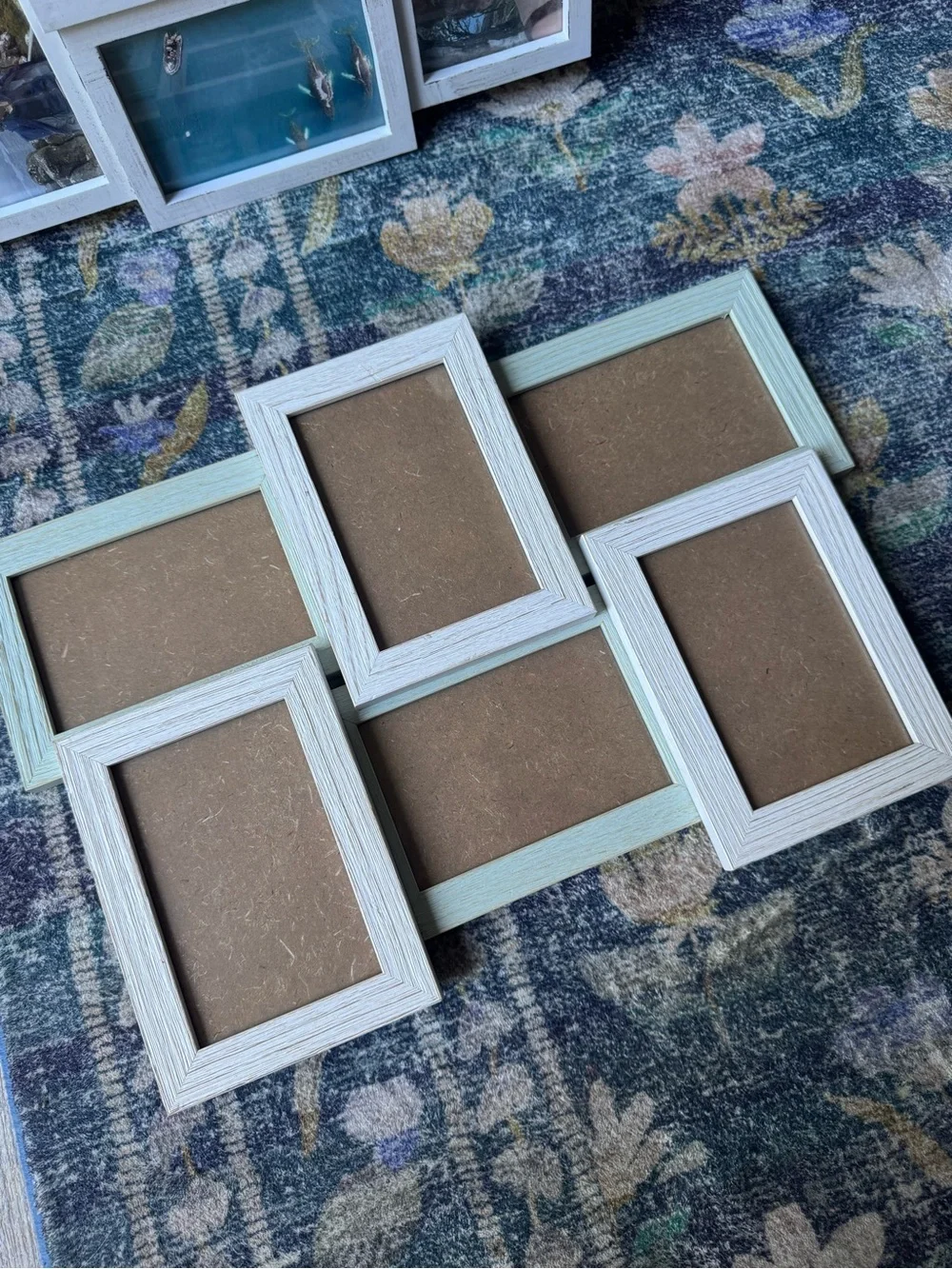 White & Light Green Wood Photo Frame